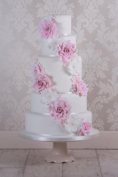 Cascasding Rose Wedding Cake - Cake by Thornton Cake Co.