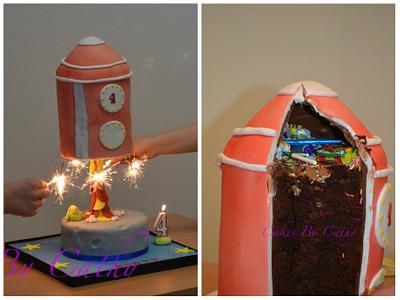 Rocket birthday cake - Cake by Cakesbycathyuk