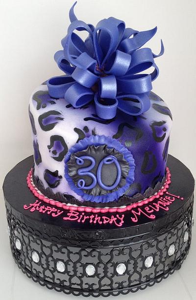 Purple & Black leopard birthday with loopy bow - Cake by Bianca