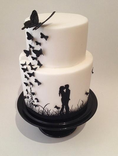 Black and White Silhouette Cake - Cake by S K Cakes