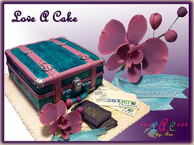 Leather 'n Bloom - Travel themed Wedding Anniversary Cake - Cake by genzLoveACake