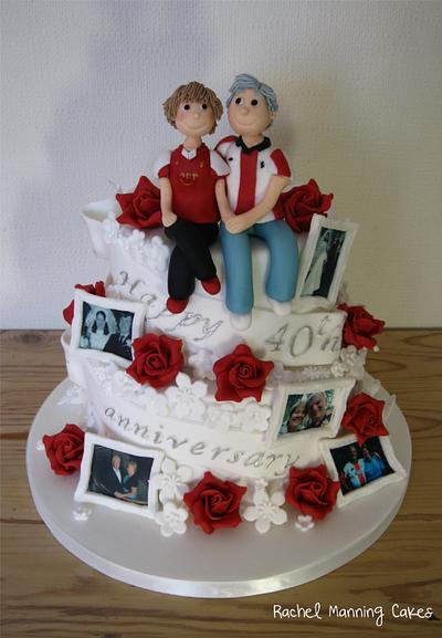 40th Anniversary cake for a couple of Southampton FC fans - Cake by Rachel Manning Cakes