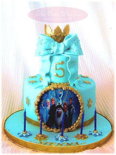 Frozen Cake in Blue and Gold - Cake by Sumaiya Omar - The Cake Duchess 