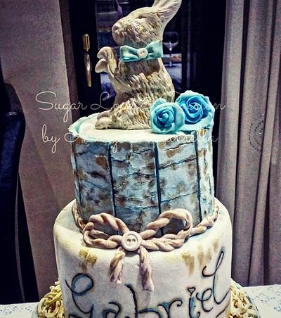 My Son's Baptism - Crackled cake - Cake by Mary Ciaramella (Sugar Love & Passion)