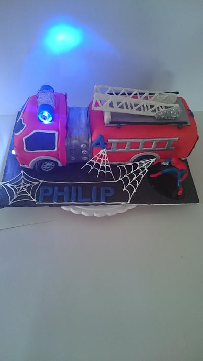 spiderman firetruck 🚒 cake  - Cake by Landy's CAKES