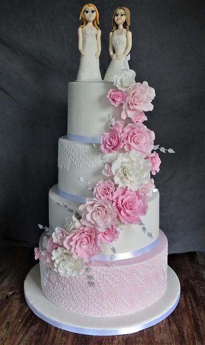 Pastel pink wedding cake - Cake by Mandy