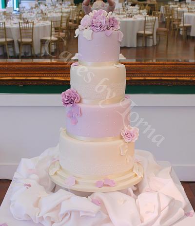 Lace & Roses Wedding Cake - Cake by Cakes by Lorna