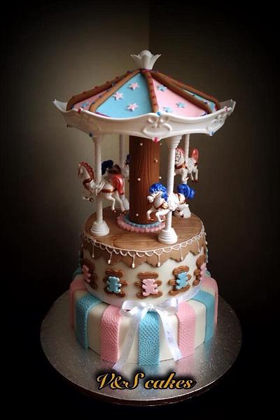 Christening Carousel cake - Cake by V&S cakes