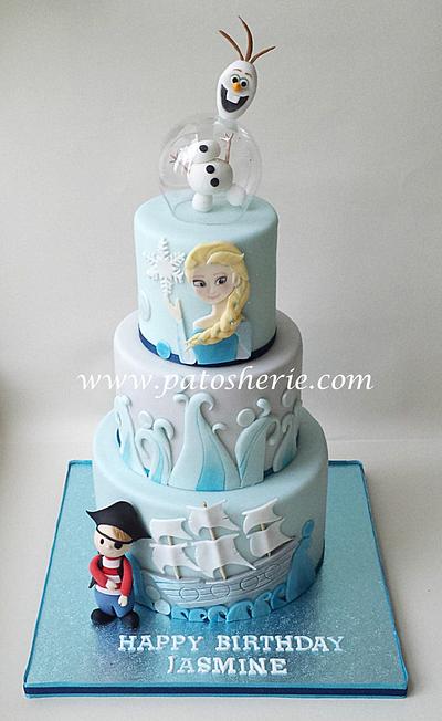 Frozen and Pirate theme 3 tier cake. - Cake by Patosherie