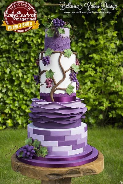 Vineyard wedding cake featured in the Cake Central Magazine  - Cake by Bellaria Cake Design 