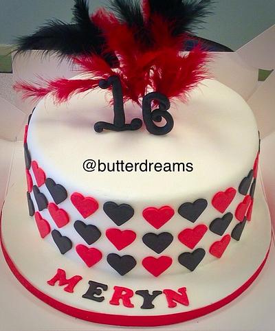 Hearts and feathers - Cake by Butterdreamscakes