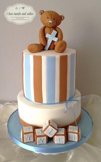 Modern Stripe Christening Cake - Cake by Vicki Graham