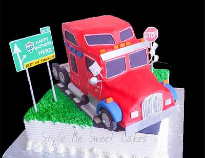 Red 3D Gravity Defying Truck Cake  - Cake by SMSCbyPinal