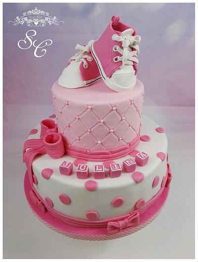 pink Christening Cake - Cake by Sandy's Cakes - Torten mit Flair