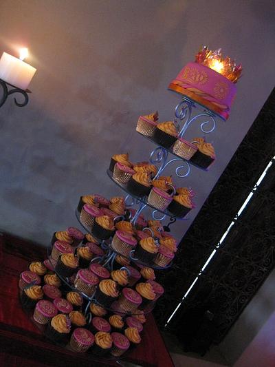Moroccan Themed wedding cake and cupcake tower  - Cake by Jo
