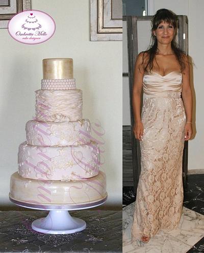 Wedding cake ivori and gold - Cake by OMBRETTA MELLO