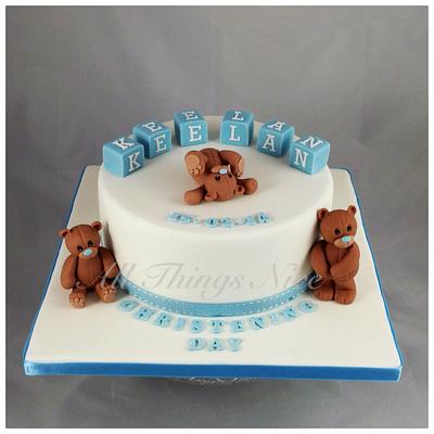 Teddy bear christening cake  - Cake by All things nice 