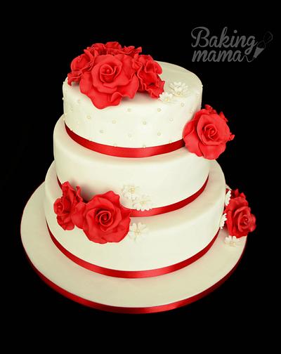 Red roses wedding cake - Cake by Clarita_bakingmama