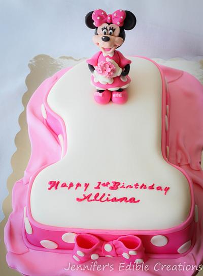 Minnie Mouse First Birthday Cake - Cake by Jennifer's Edible Creations