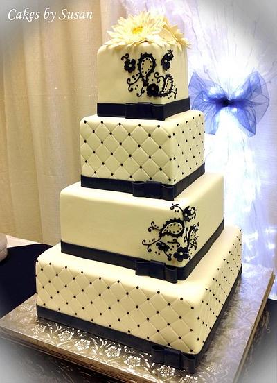 Navy blue quilted paisley wedding cake - Cake by Skmaestas