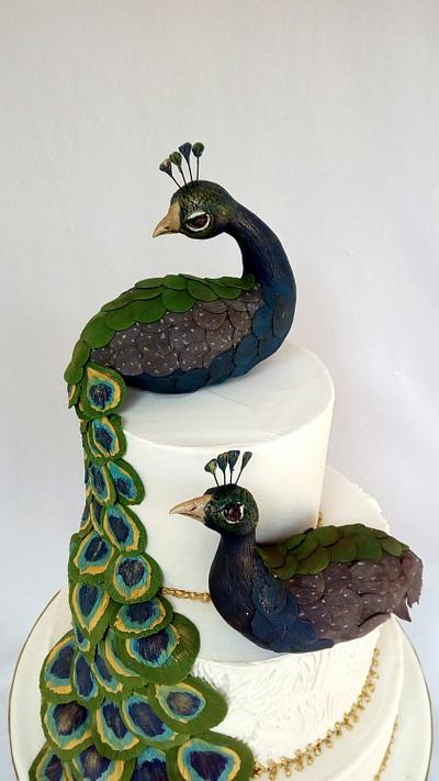 Peacock wedding cake - Cake by Minna Abraham