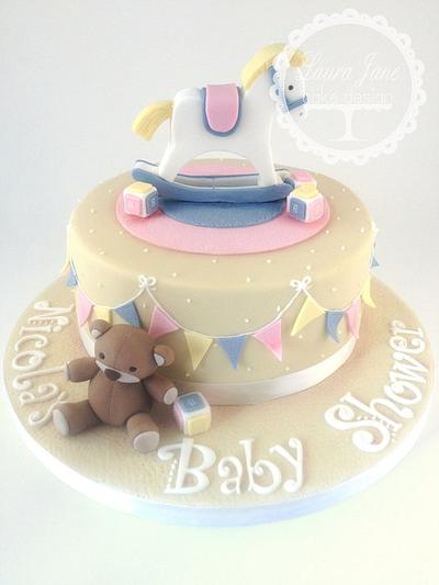 Rocking Horse Baby Shower - Cake by Laura Davis