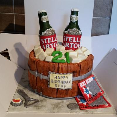 beer keg and scratch cards - Cake by victoria sponge cakes