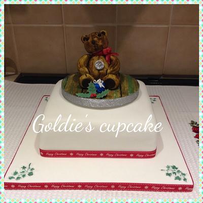 Vintage teddy Xmas cake  - Cake by Goldie's Celebration Cakes