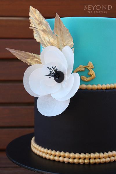 Golden Wafer Feathers - Cake by beyondthefrosting