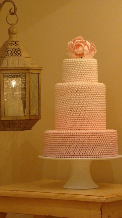 Pink Ombre Pearls with Sugar Peony - Cake by Suzanne Moloney