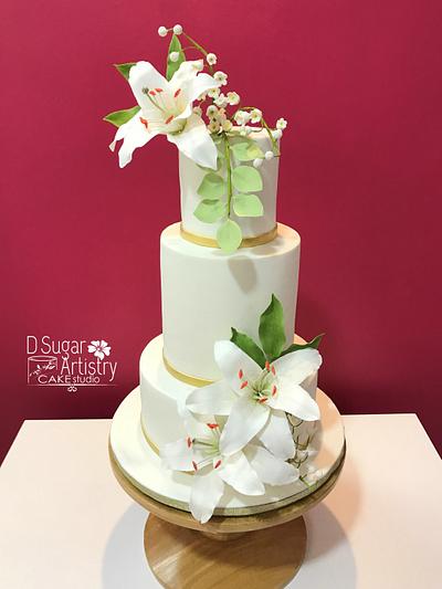 White Elegance Wedding Cake - Cake by D Sugar Artistry - cake art with Shabana