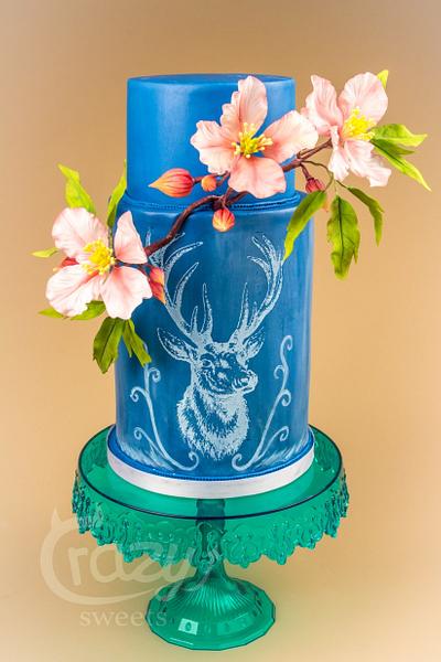 Design cake with Clematis and deer - Cake by Crazy Sweets