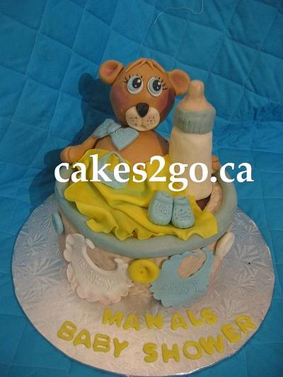 Bear & milk bottle Baby Shower Cake - Cake by cakes2gobymayanaji