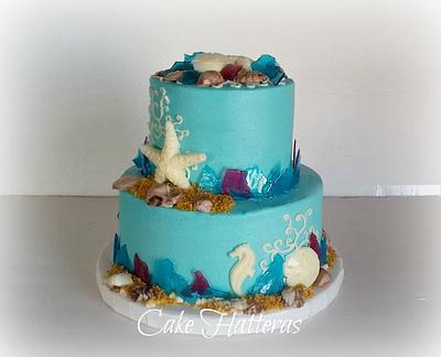 Sea Glass Wedding Cake - Cake by Donna Tokazowski- Cake Hatteras, Martinsburg WV