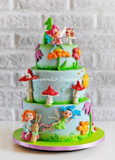Garden fairies rush to a birthday. :) - Cake by Savenko Sugar Art