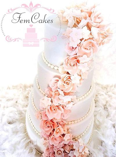 Wedding Cake with Roses - Cake by Fem Cakes