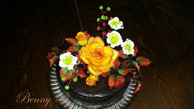 Chocolate cake with autumn flowers - Cake by Benny's cakes