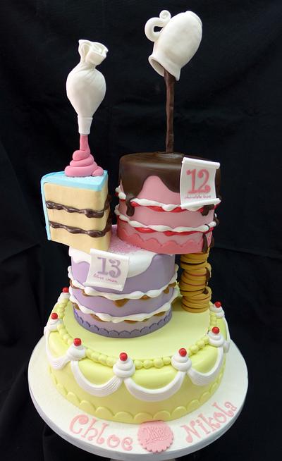 Gravity defying stacked cakes - Cake by Galatia
