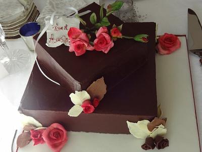 Engagement Cake with Roses and Orchids - Cake by Fifi's Cakes