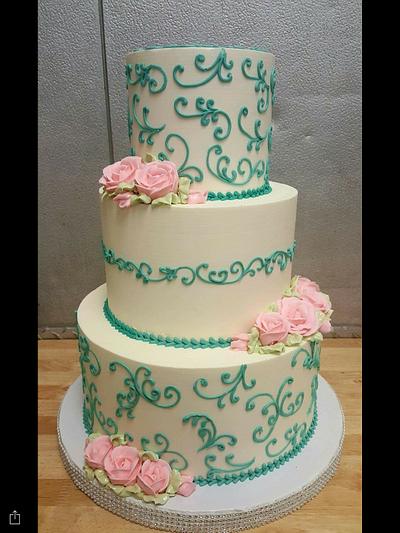 Teal S and C Scroll - Cake by Ester Siswadi