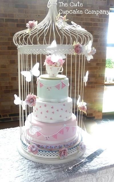 Vintage tea party in decorated cage - Cake by Paula