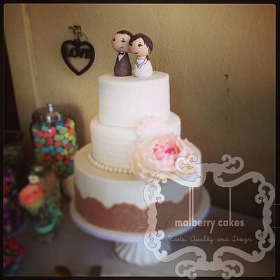 3 tier vintage wedding cake - Cake by Malberry Cakes