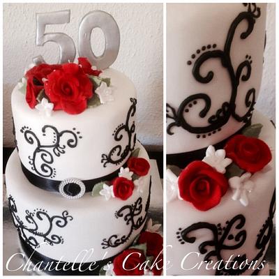 Black, red and silver - Cake by Chantelle's Cake Creations