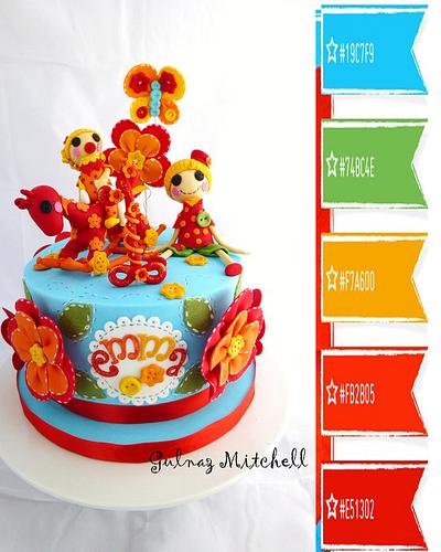 Lalaloopsy cake.  Easy Fantasy Flower Tutorial using two round cutters - Cake by Gulnaz Mitchell