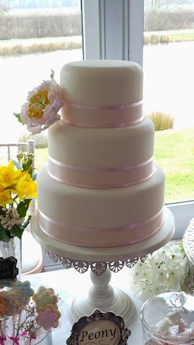 Peony Wedding Cake - Cake by The Old Manor House Bakery - Lisa Kirk