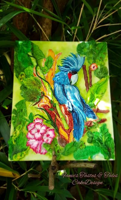 Blue Cockatoo - Magnificent Bangladesh - An International Cake Art Collaboration - Cake by Fanie Feickert-Sell