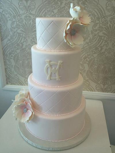 Pale Pink Wedding cake with Blush Pink Magnolia - Cake by Ester Siswadi