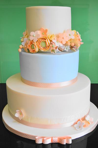 Apricots and Peaches Vintage Wedding cake - Cake by Roo's Little Cake Parlour