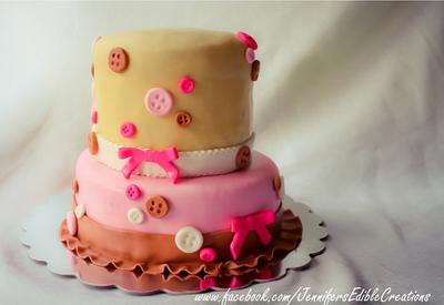 Buttons and Bows - Cake by Jennifer's Edible Creations