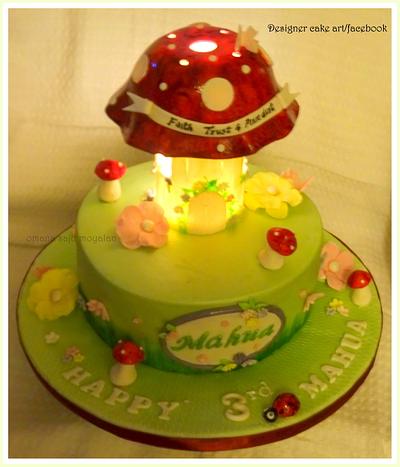 whimsical mushroom cake with light..for Mahua.. - Cake by omana saju